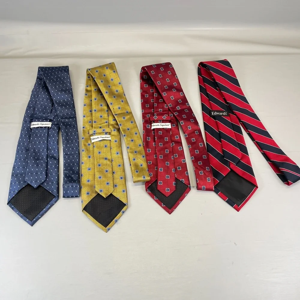 Edwards Signature Men's Silk Ties Lot of 4 Geometric Striped Classic Neckties